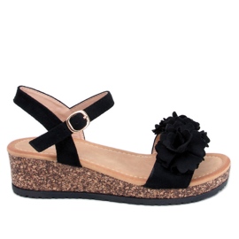 Kilsandaler med blommor från Pionter Black svart