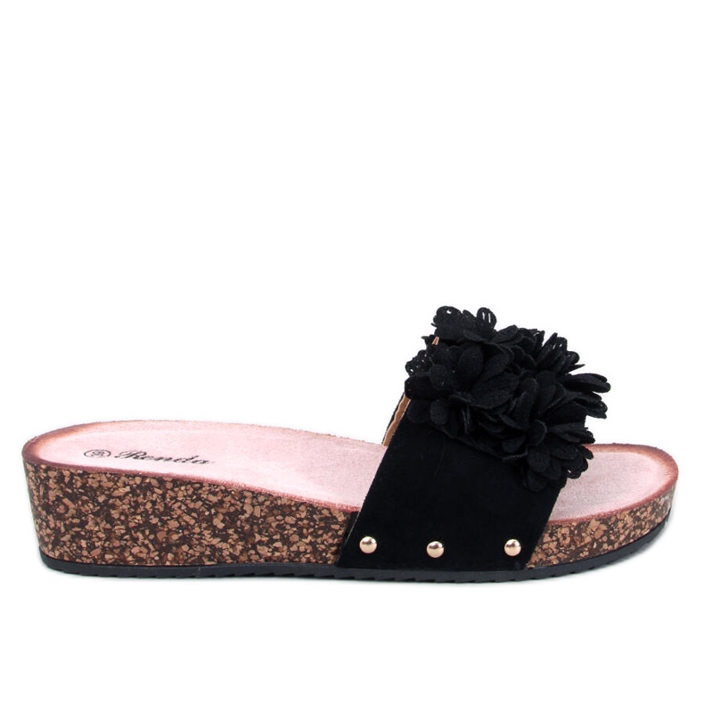 Kilsandaler med blommor från Galia Black svart