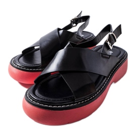 Svarta sandaler på rosa plattform från Rozana