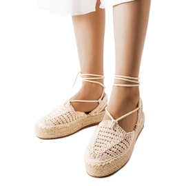 Beige espadrillor med snörning från Partenia