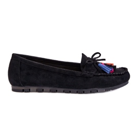 PS1 Loafers i mocka med rosett och tofsar Svart Dorine