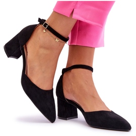 Suede Heel Pumps Black Promise svart