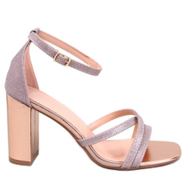 Elizabeth Champagne sandaler med klack rosa
