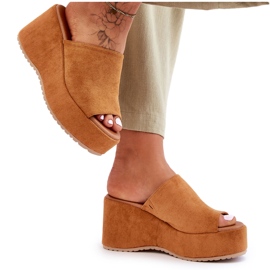 Camel Martina Chunky Platform Tofflor dam brun