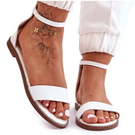 Läder Sandaler med platt dragkedja Vit Millou