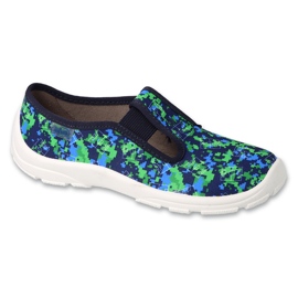 Befado barntofflor 975Y176 marinblått och grönt mönster mångfärgad