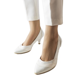 Beige högklackade pumps DD823 Bianco
