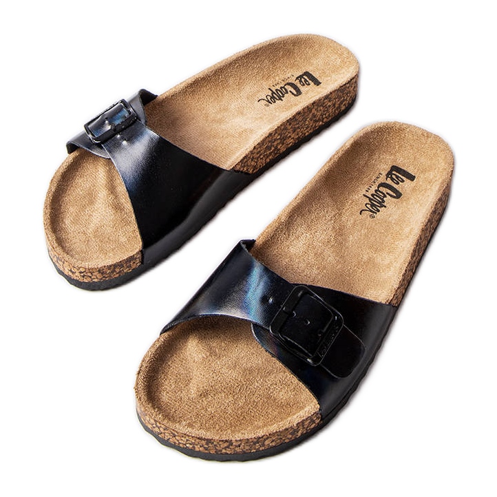 Svarta korkslider med spännen från Lee Cooper LCW-22-35-1167L