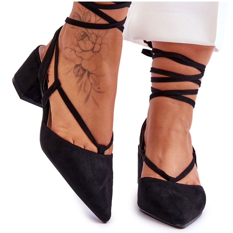 Black Carlotte Knotted Low Heel Pumps svart