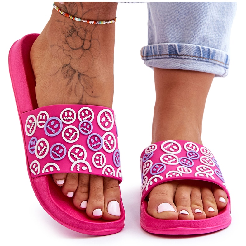 Damtofflor med uttryckssymboler Fuchsia Cosette rosa