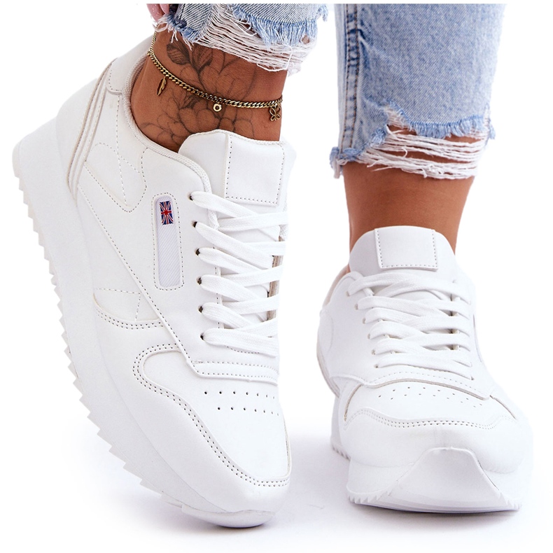 PM1 Vita Merida Läder Sportskor med snörning i plattform