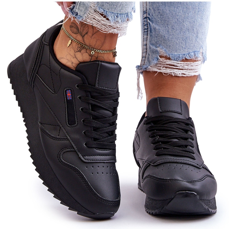 PM1 Merida Black Lace-up Platform Lädersportskor svart