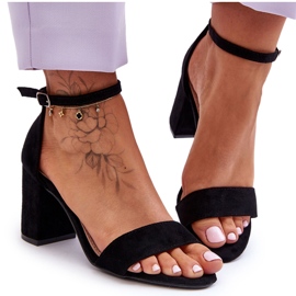 Svarta Madame mocka sandaler med hög klack