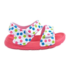 Barns skum ljusmönstrade sandaler rosa och vit Malaga