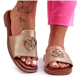 Klassiska sandaler med platt klack för kvinnor Golden Larotte gyllene