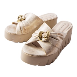 Laura guld wedge tofflor för kvinnor gyllene