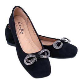 Serna Nero balett i mocka med rosett svart