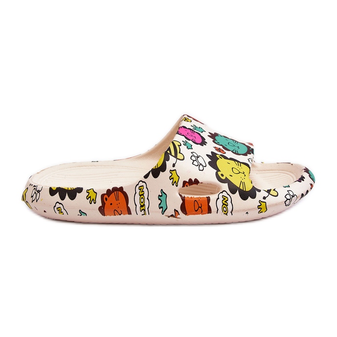 WJ1 Lätt skumtofflor för barn Lejonmotiv Beige Esther