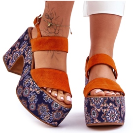 Maciejka Läder Sandaler med hög klack 06089-18 Orange