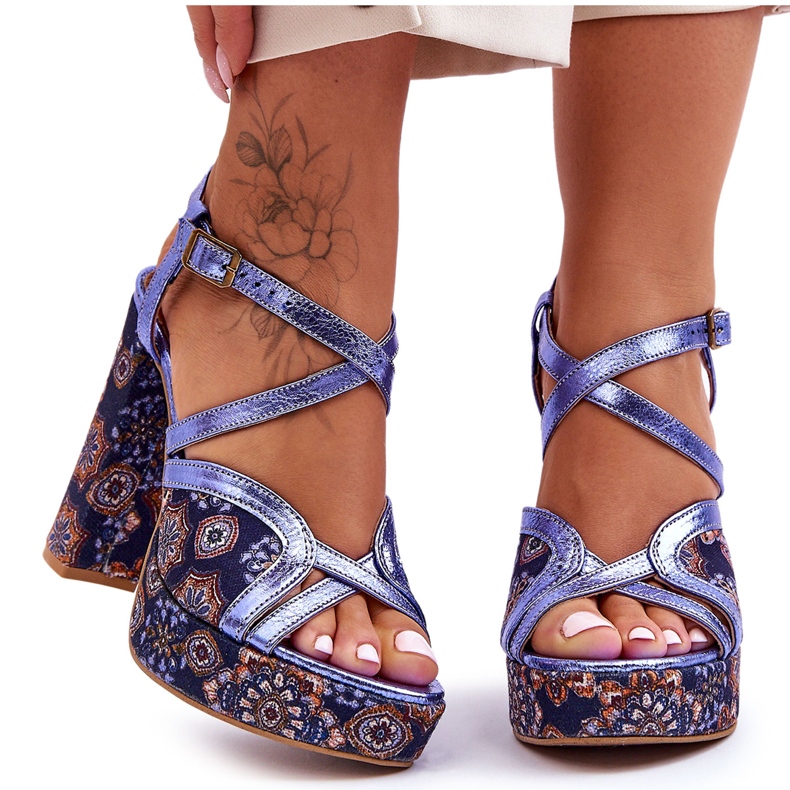 Läderklackar Sandaler Maciejka 06084-17 Marinblå