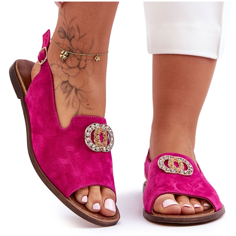 Platta mockasandaler med dekor Nicole 2744/067 Fuchsia rosa