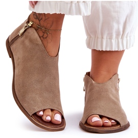 Låga Mocka Boots Sandaler Nicole 2799/023 Beige