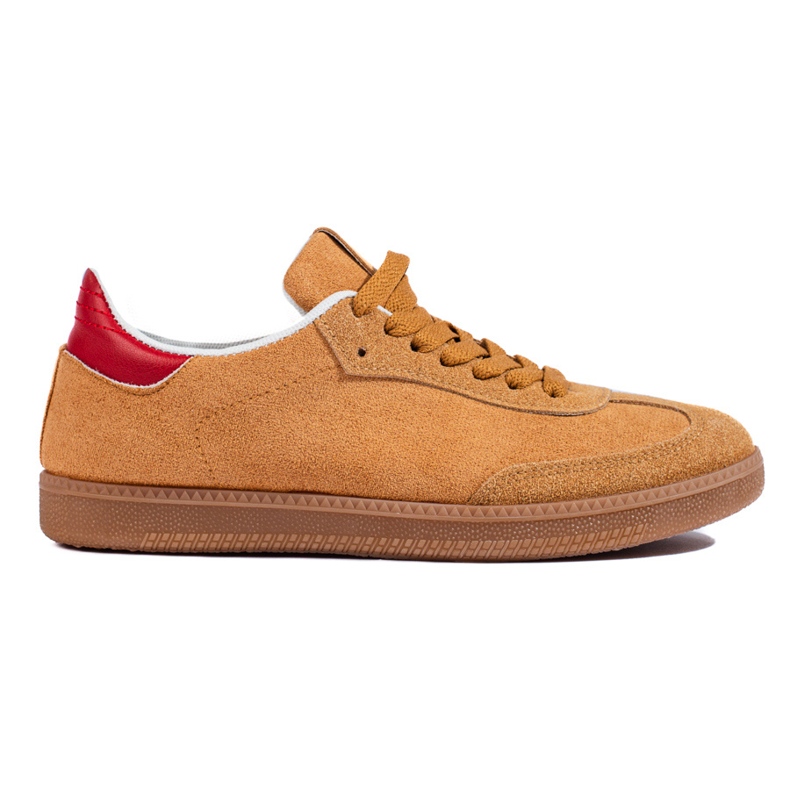 Shelovet sneakers i brun mocka beige