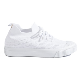 Textilsneakers för kvinnor vita Shelovet