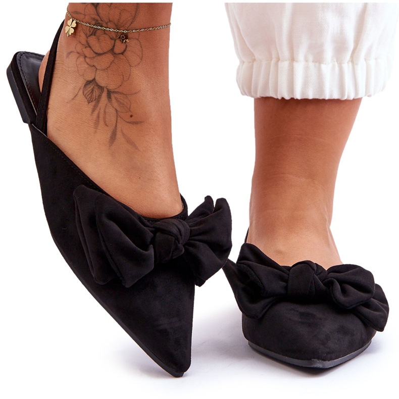 Slip-on ballerinor för kvinnor med rosett Svart Nadine