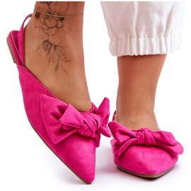 Slip-on ballerinor för kvinnor med rosett Fuchsia Nadine rosa