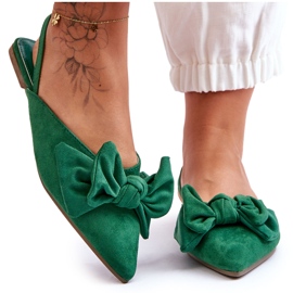 Slip-on ballerinor för kvinnor med rosett Grön Nadine