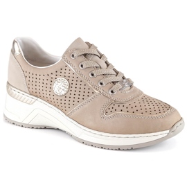 Rieker N4346-60 damsportskor på genombrutna kilar beige