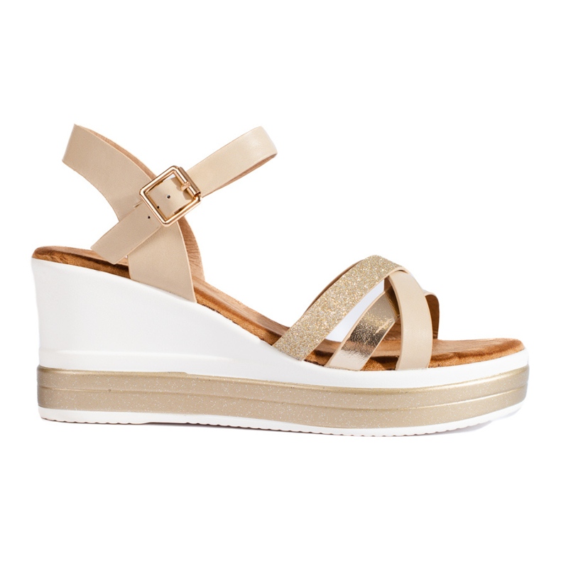 Beige Shelovet kilsandaler för kvinnor