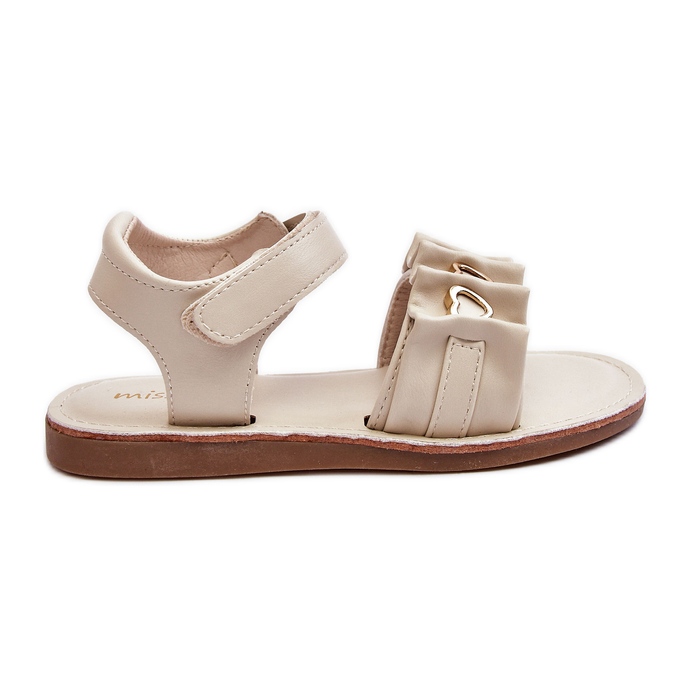 Barnsandaler med kardborrehjärtan Beige Havanna