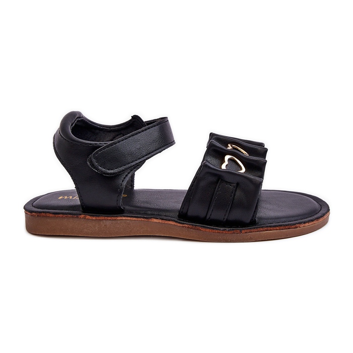 Barnsandaler med kardborrehjärtan Svart Havanna