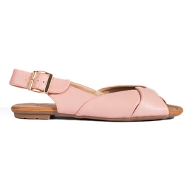 Rosa platta sandaler i läderimitation från Vinceza