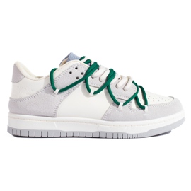 Shelovet sneakers med gröna snören vit