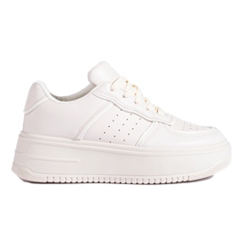 Krämfärgade sneakers på hög plattform från Shelovet beige