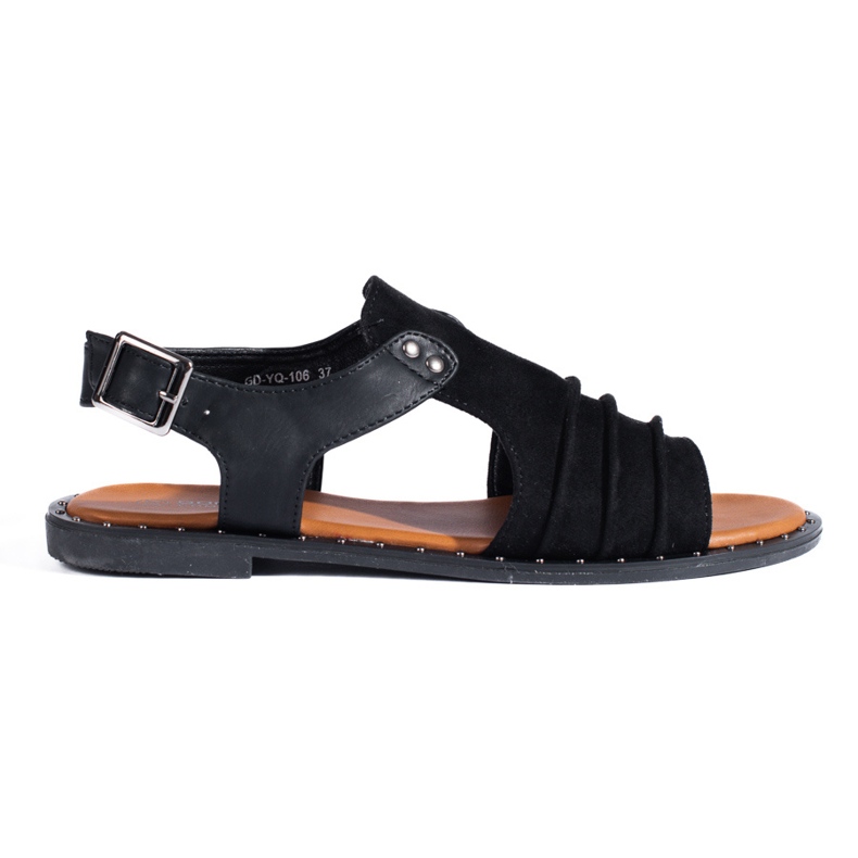 Shelovet stängda sandaler i svart mocka