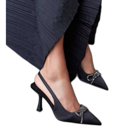 Svarta högklackade sandaler med rosett från Didier