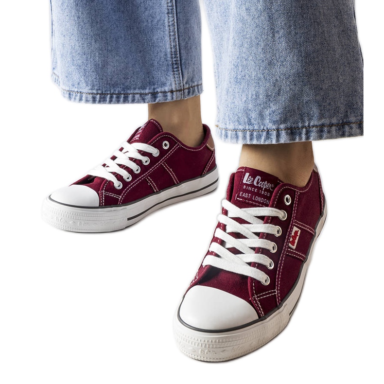 Burgundy Lee Cooper LCW-22-31-0864L sneakers röd