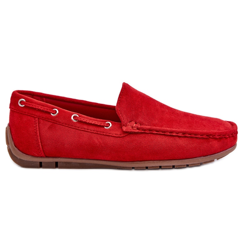 Rayan Red Slip-on Loafers i mocka för män röd