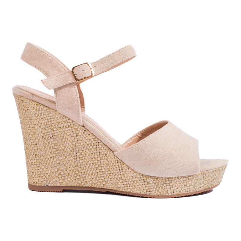 Shelovet beige espadrillor med hög kil