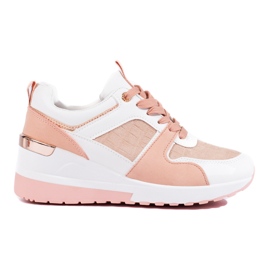 Shelovet rosa wedge sneakers för kvinnor