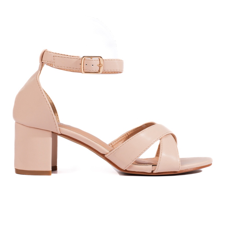 Shelovet beige sandaler med klack för kvinnor