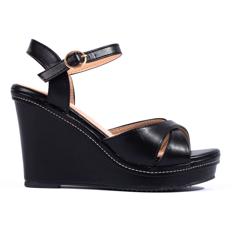 Shelovet sandaler med hög kil svart