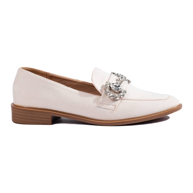 Beige loafers i mocka med ett Shelovet-spänne