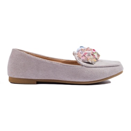 Grå loafers i mocka med kristaller från Shelovet