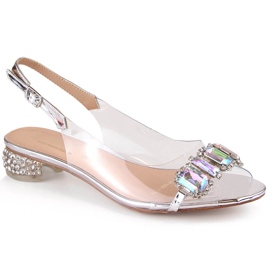 Platta silversandaler med zirkoner S.Barski MR1037-11 silver-