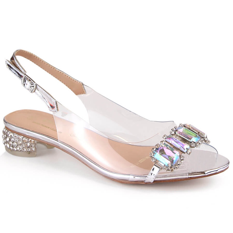 Platta silversandaler med zirkoner S.Barski MR1037-11 silver-